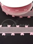 Panglică de satin 25mm roz cu inimioare 1 pachet 5 metri 451313