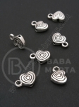 Margele inimă 9x13x3.5mm color argintie 1 pachet 10 buc 306172