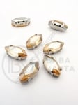 Piatra de sticla (cristal) 15x7x5mm aurie in coș metalic 1 pachet 4 buc 151738