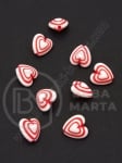 Inimă 10x11x7mm roșie cu gaură albă 1.5mm 40g ~118buc 312343