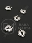 Pandantiv metalic cu inimă 16x14mm, culoare argintie, 1 pachet, 10 buc. 306086