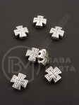 Mărgele metallice 10x5mm cruce argintie 10 buc 308889