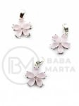 Pandantiv floare 14x11mm alamă cu ochi de pisică 305450