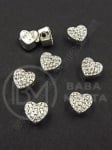 Margele metallice 7x6 mm inimă cu gaură de cristal 2mm 1 pachet 5 buc 304191