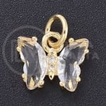 Pandantiv fluture din alamă 12,5 mm cu zirconii forjat, 1 bucată 305357