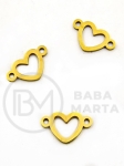 Element de conectare inimă 15x9x1mm OȚEL (304) placat cu aur 3 pieces 305980