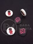 Mărgele din plastic 15x4mm albe cu imagine 1 pachet 5 buc 312747
