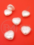 Inimă perlată 15x15.5x6mm albă 1 pachet 20 buc 312275