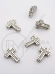 Mărgele cruce 10.5x7.5x3mm cu zirconii forjate, gaură 1mm, 1 bucată 305288