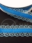 Panglică de satin albastră cu dantelă 28mm 1 pachet 5 meters 451366