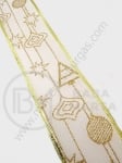 Panglică cu imprimeu brocart CRĂCIUN width 63mm - length ~2.70 metri 1 rollă 462157