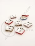 Pătrat 10x10x3mm cu cristale albe MIX 10 buc 301407