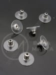 Dop de cercei din silicon 11.5x6mm OȚEL (304) color argintie 1 pachet 20 buc 305735