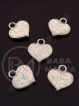 Pendant SSV inimă 17x15mm imitație de opal alb 1 pachet 10 buc 318629