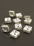 Pătrate din alamă 8x8x3mm cu cristale 10 bucăți 301412