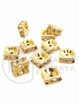 Pătrate din alamă 8x8x3mm cu cristale 10 bucăți 301421