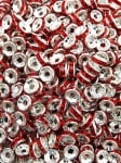 Șaibă albă 6x2.5mm cristale roșii gaură 1.8mm 1000 bucăți 302250