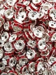 Șaibă albă 8x3.5mm cristale roșii gaură 1.8mm 1000 bucăți 302252