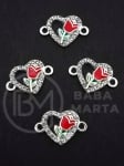 Connecting element metalic inimă cu lalea 18x12mm 5 buc 304306