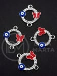 Element de conectare metalic cu fluture si ochi blue 19x12mm 5 pieces 304308
