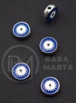 Mărgele metallice ochi blue 10x4mm gaură 1mm 5 buc 304348