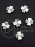 Mărgele metallice trifoi cu cristal 10x3mm gaură 1.5mm 5 bucăți 304354