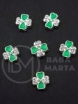 Mărgele metallice trifoi cu cristal 10x3mm gaură 1.5mm 5 bucăți 304355