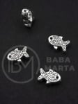 Mărgele metallice fish cu cristal 12x7mm gaură 1mm 5 buc 304357