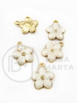 Pandantiv floral metalic 16.5x14mm alb 5 bucăți 304403