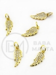Pandantiv aripă 15x6mm alamă cu zirconii 305212