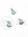 Pandantiv stea de mare cu scoică 10x8x2mm alamă cu zirconii 305238