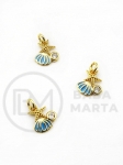 Pandantiv stea de mare cu scoică 10x8x2mm alamă cu zirconii 305239