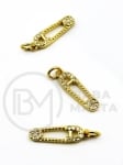Pandantiv ac 15x5mm alamă cu zirconii forjat 305397