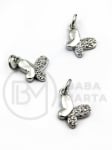 Pandantiv fluture 11x8mm alamă cu zirconii forjat 305398