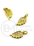 Pandantiv aripă 14x7mm alamă cu zirconii forjat 305414