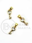 Cheie pandantiv 14x6mm alamă cu zirconii forjat 305421