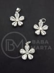 Pandantiv floare 15x13mm alamă cu zirconii 305426