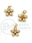 Pandantiv floare 15x13mm alamă cu zirconii 305427
