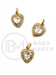 Pendant inimă 12x10mm alamă cu zirconii 305434