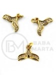 Pendant cu coadă 13x9mm din alamă cu zirconii 305446