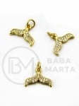 Pendant cu coadă 15x10mm din alamă cu zirconii 305448