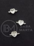 Element de conectare inimă 9,5x5,5mm alamă cu zirconii 2 pieces 305470