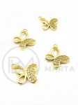 Pandantiv fluture 10x13x2mm alamă cu zirconiu 305513
