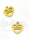 Pendant inimă Mama 13x1.5mm OȚEL (304) placat cu aur 1 bucată 305974