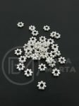Mărgele metallice floare 6x2mm, gaură albă 2mm, 100 bucăți 306604