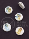 Mărgele din plastic 15x4mm albe cu imagine 5 buc 312749