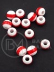 Margele 11.5x10mm alb și roșu 40g ~57 buc 312956