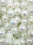 Mărgele albe 12mm efect AB 40 grame ~47 buc 312965