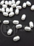 Plastic alb perlat 9x6mm gaură 1.2mm 40 grame ~200 buc 312977