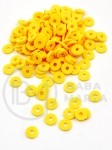 Mărgele din lut polimeric, disc Fimo 6x1mm, gaură galbenă 2mm, 40 grame ~1100 bucăți 313029